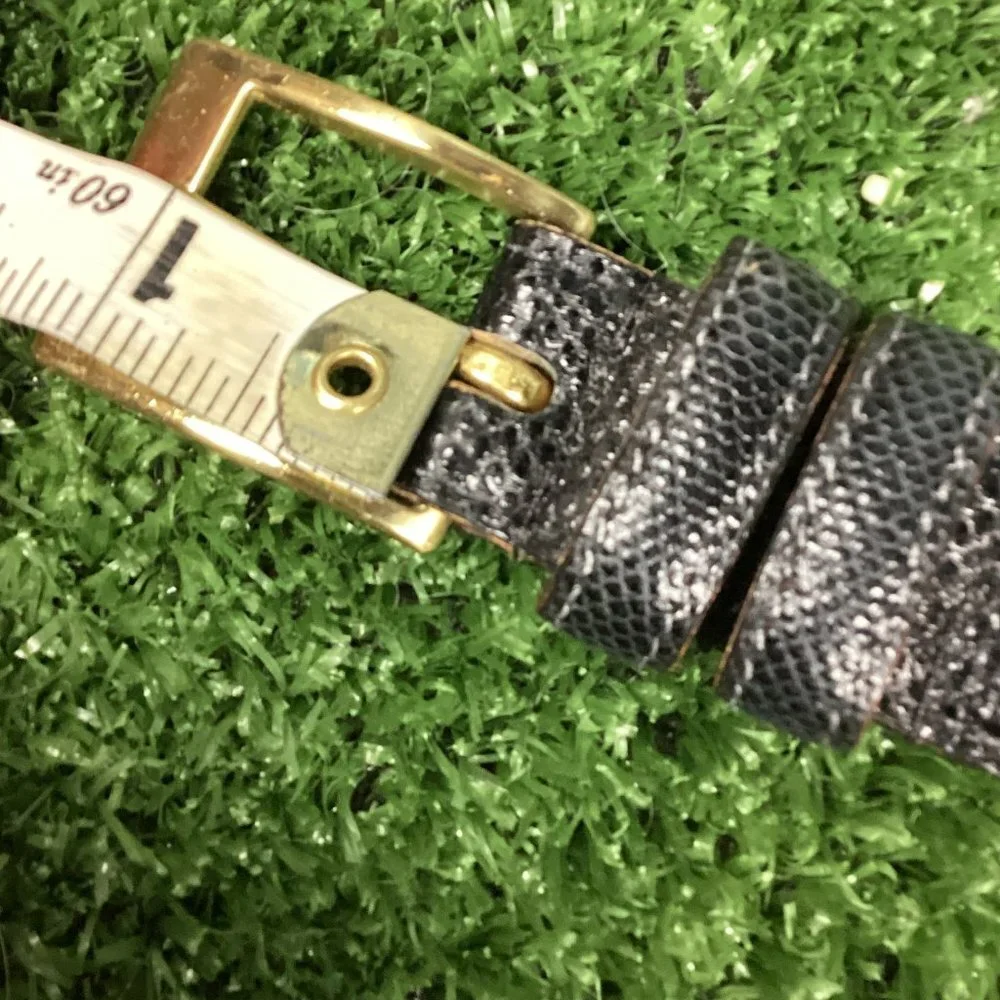 Genuine Snake Skin Black Belt Brass Buckle